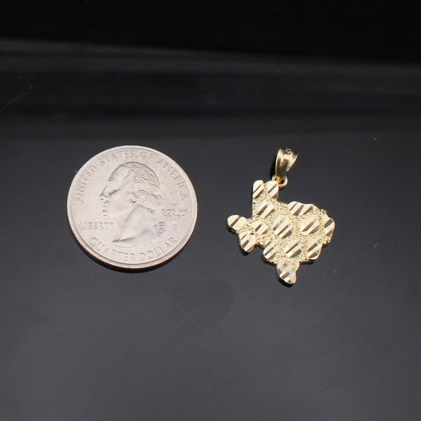 10K Real Gold Texas Nugget Pendant