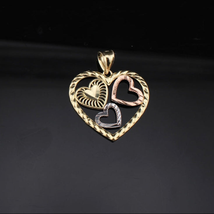 10K Gold Tricolor Heart Pendant