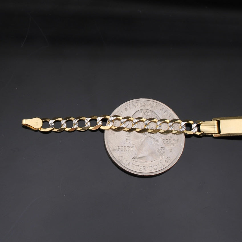 10k Gold Diamond Cut Cuban ID Bracelet
