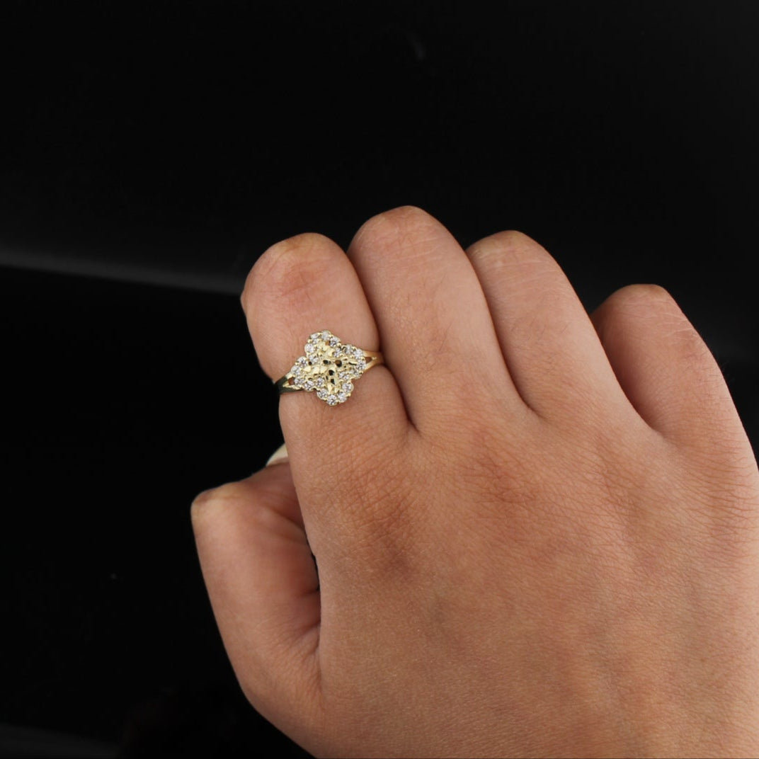 10K Real Gold Clover Nugget Ring