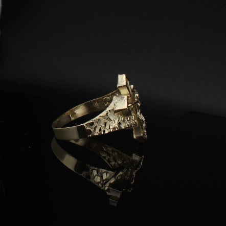 10K Real Gold Crucifix Cross Ring