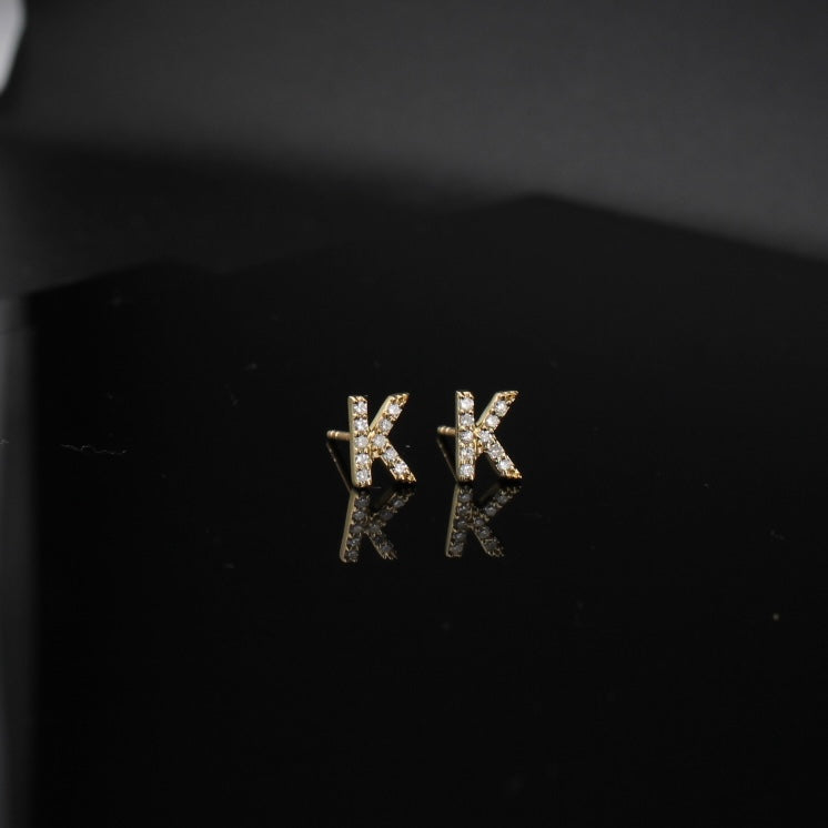 10K Diamond Letter Earrings - All Letters