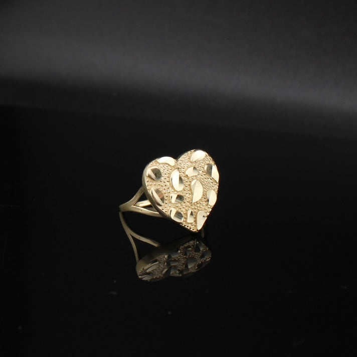 10K Gold Heart Nugget Ring Small