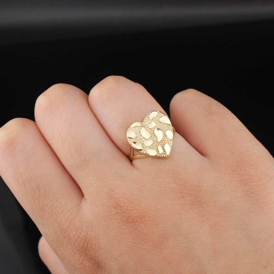 10K Gold Heart Nugget Ring Small