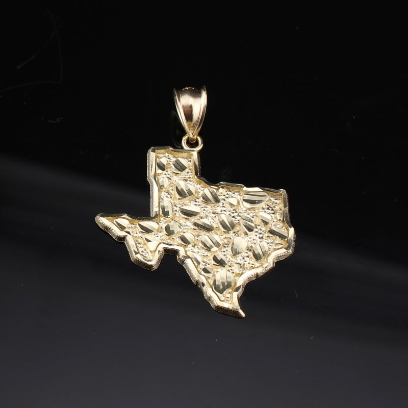 10K Gold Texas Nugget Pendant