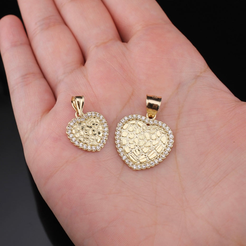 10K Gold Heart Nugget Pendant