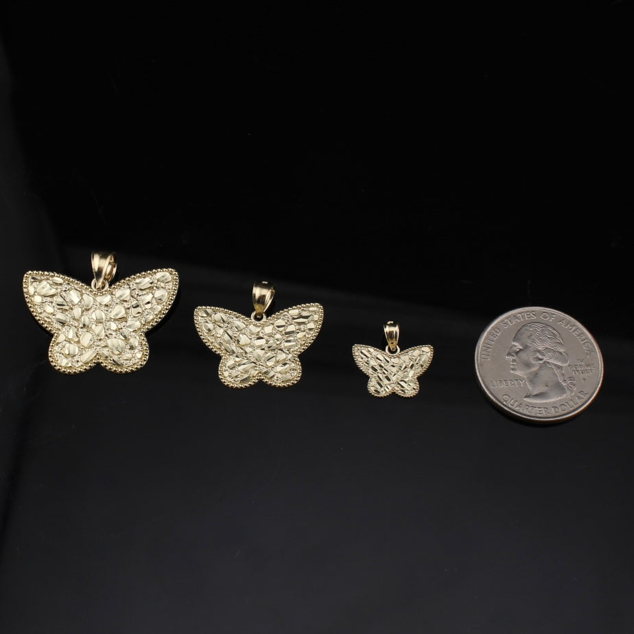 10K Gold Butterfly Nugget Pendant