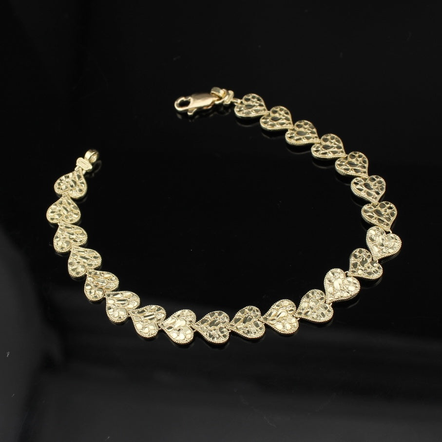 10K Gold Heart Nugget Bracelet