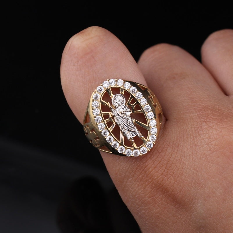 10K Gold Large San Judas Cross Ring