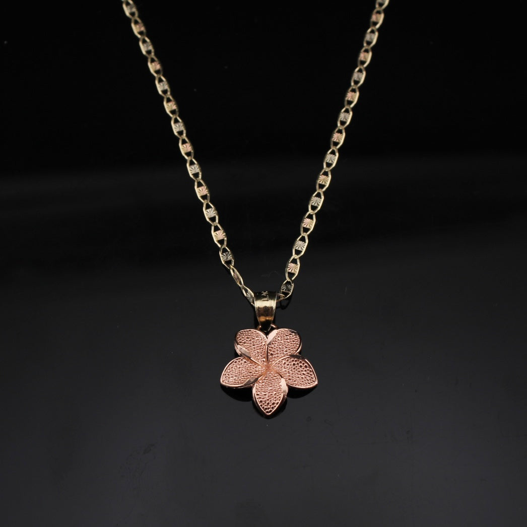 10K Gold Flower Necklace with Chain