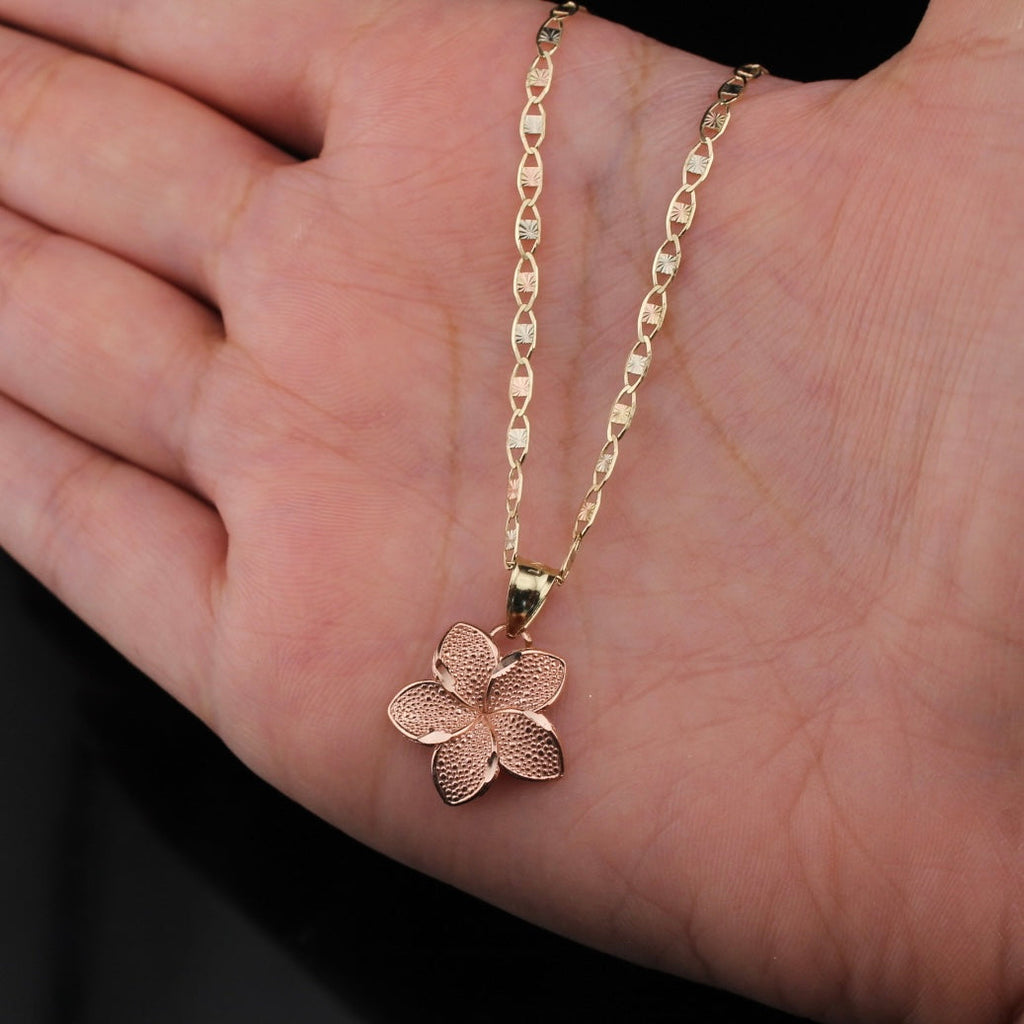 10K Gold Flower Necklace with Chain
