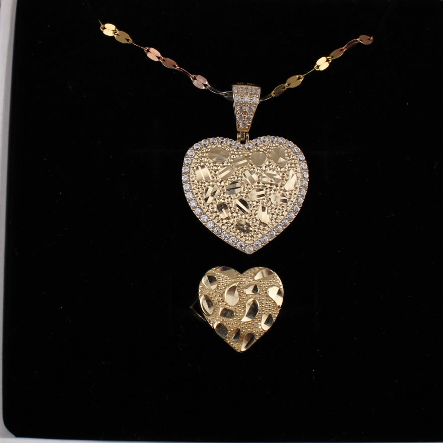 10K Nugget Heart Necklace & Ring Set