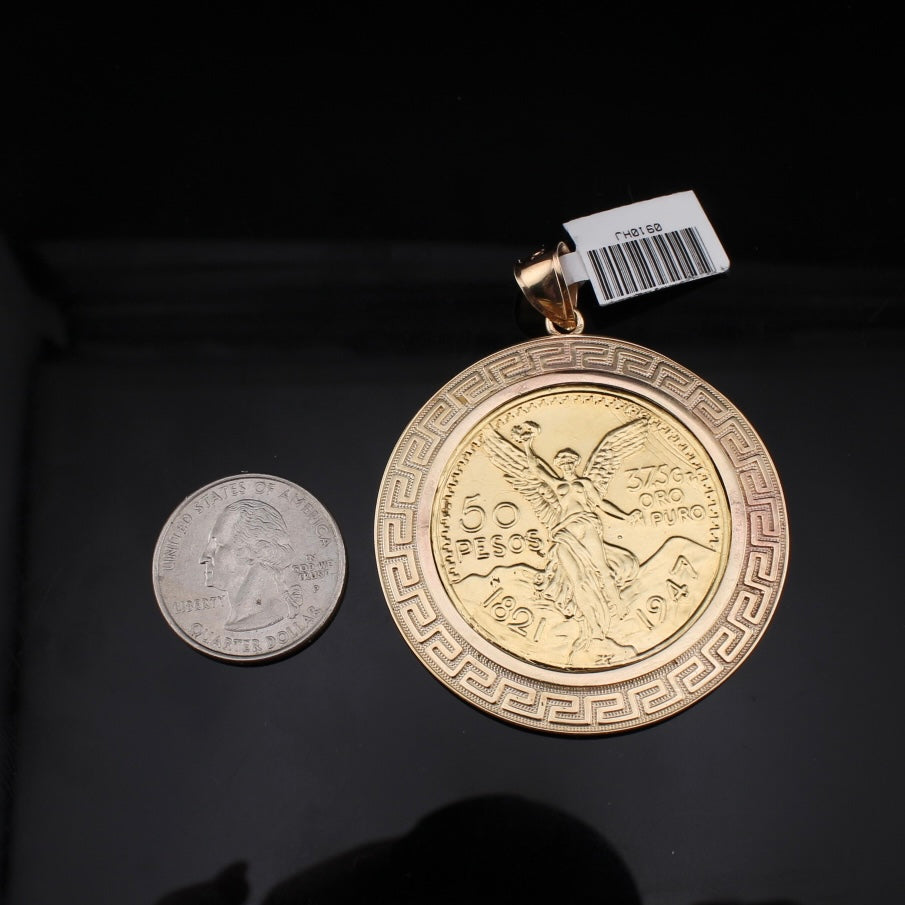 10K Centenario 50 Pesos Coin & Bezel