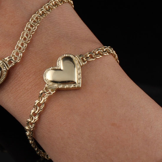 10K Chino Heart Chain & Bracelet Set