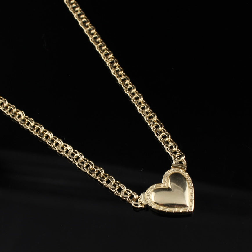 10K Gold Chino Heart Chain Necklace