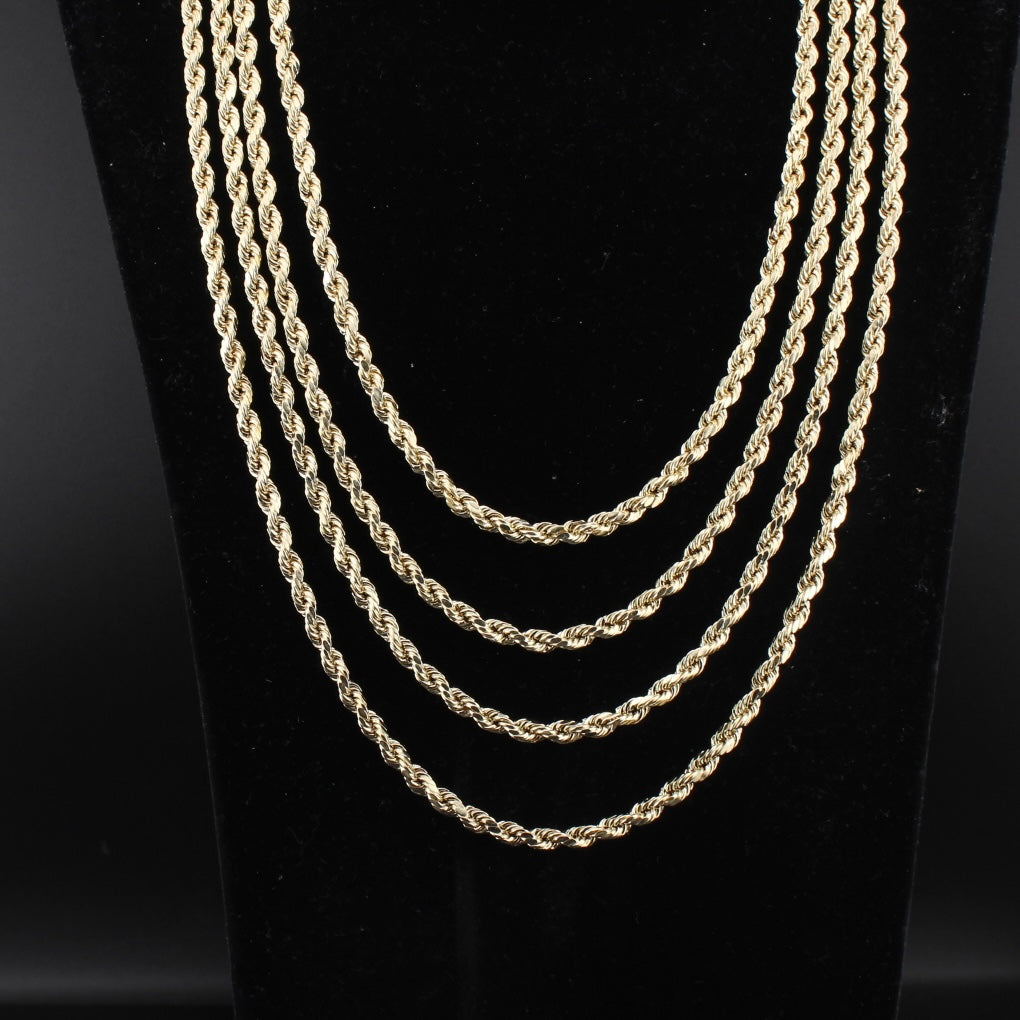 10K Gold Rope Chain 5mm 22 - 28in