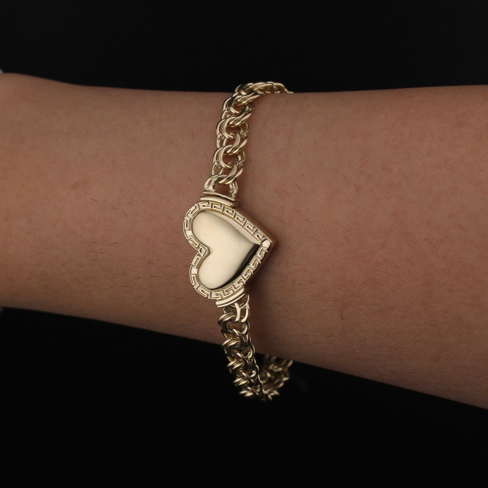 10K Gold Chino Heart Bracelet 7 in.