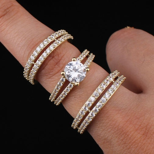 10K Gold Wedding Ring 3 Piece Set