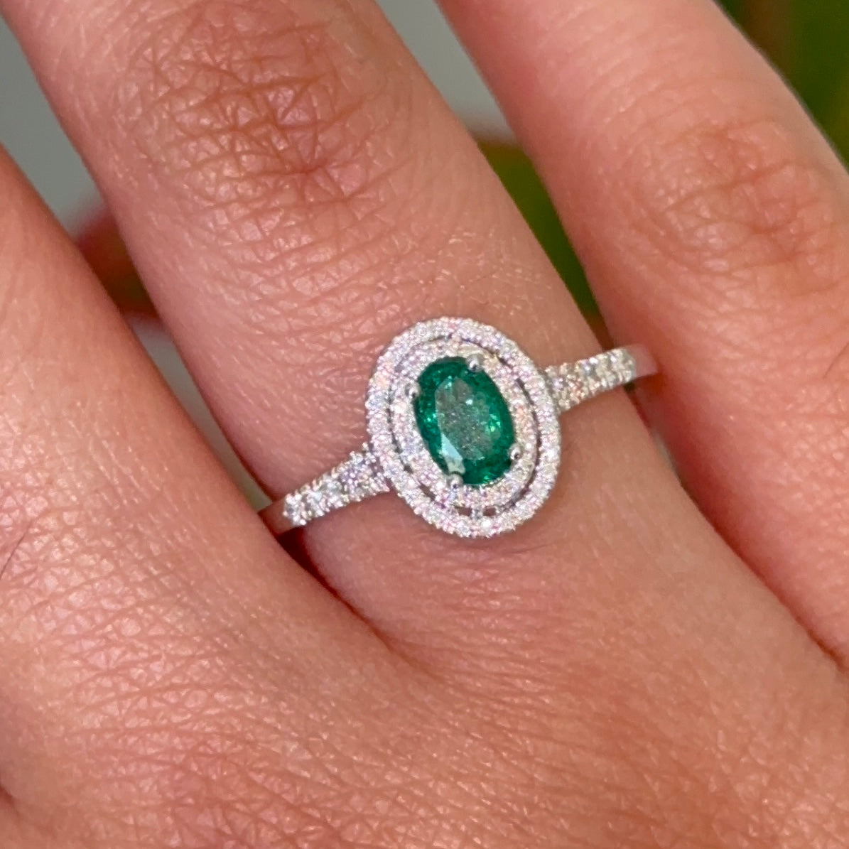 14K Diamond Emerald Ring