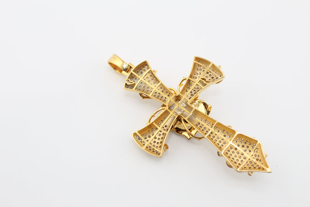 10k Gold and Diamond Cross with flower