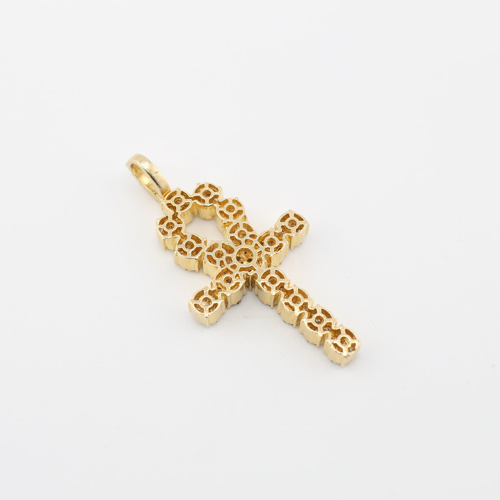 14k Gold and Diamond Cross Pendant