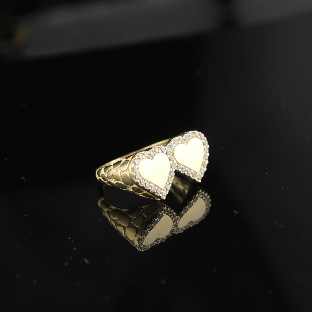 14K Double Heart Ring