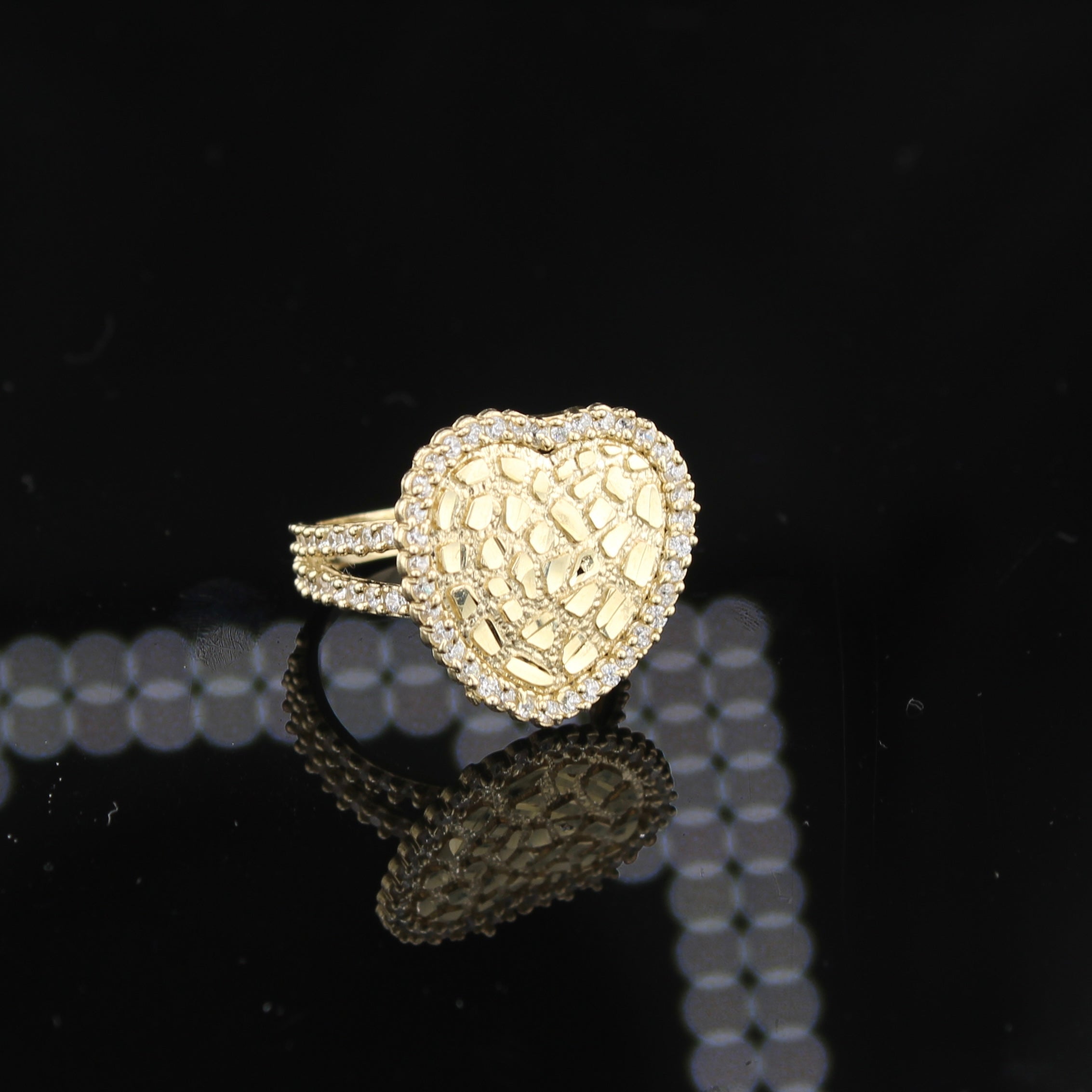 10K Nugget Heart Ring