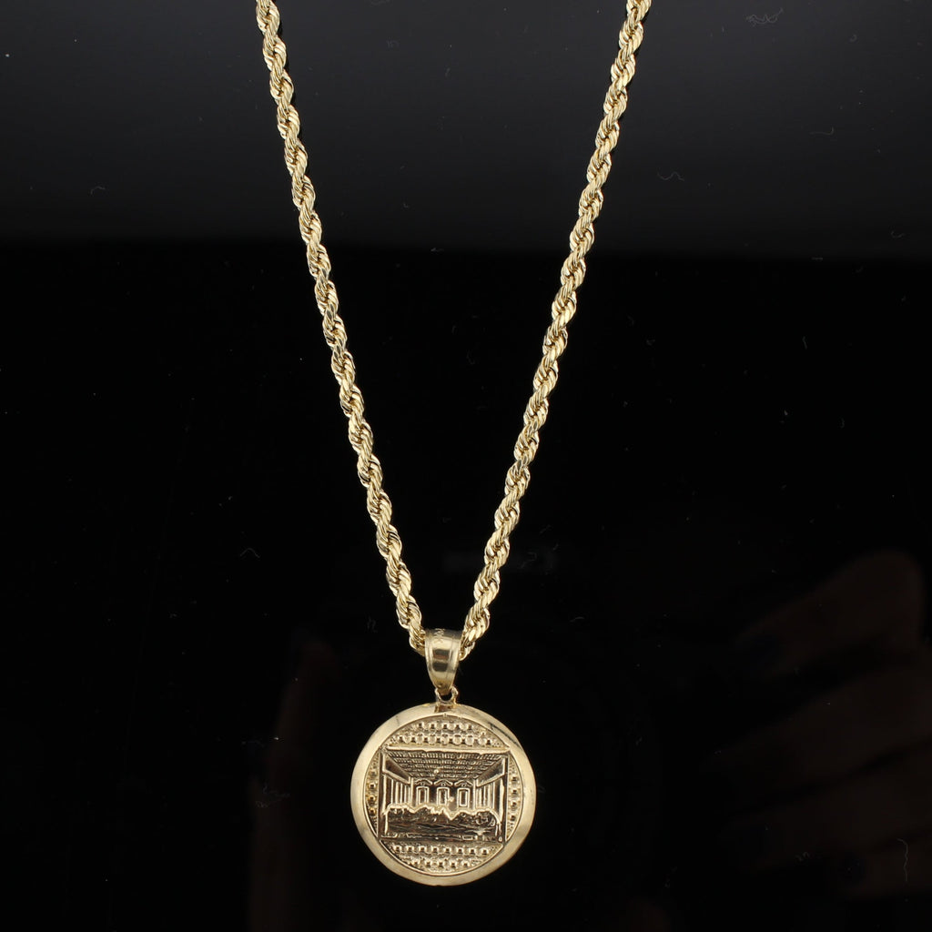 10k Last Supper Pendant with 2.5mm rope chain 20 inch