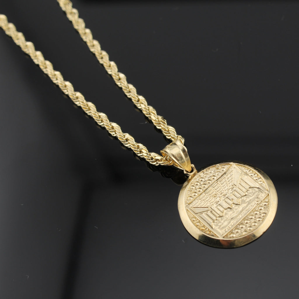 10k Last Supper Pendant with 2.5mm rope chain 20 inch