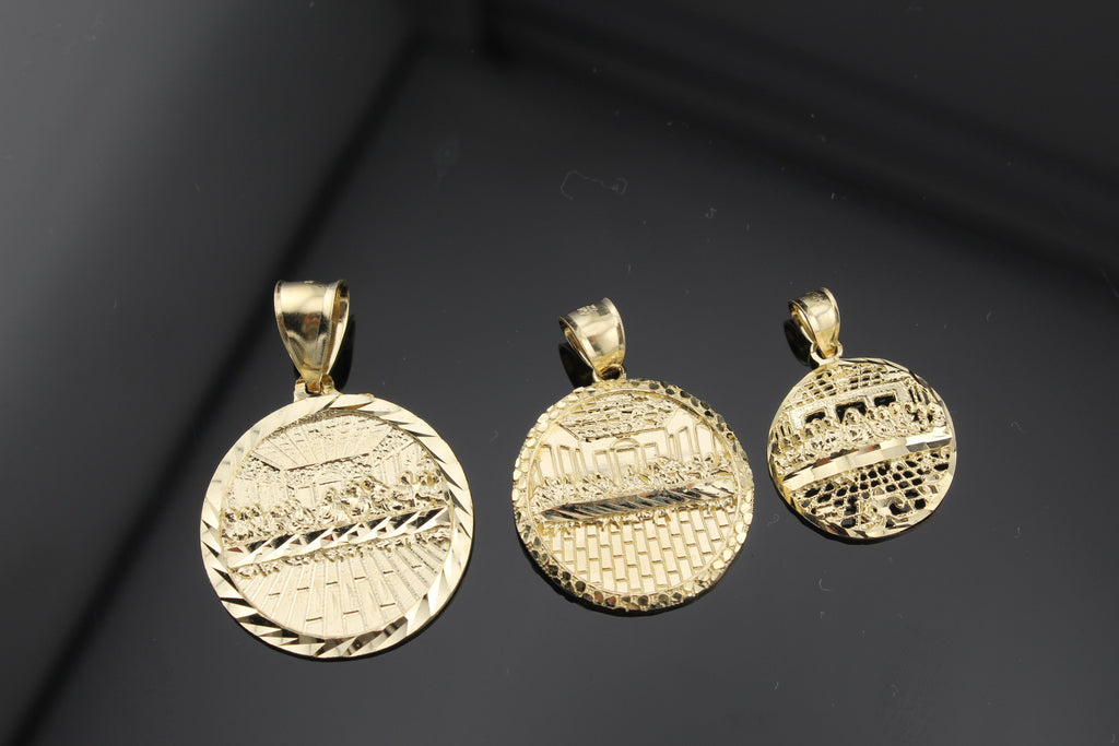 10k last supper pendant with nugget finishing