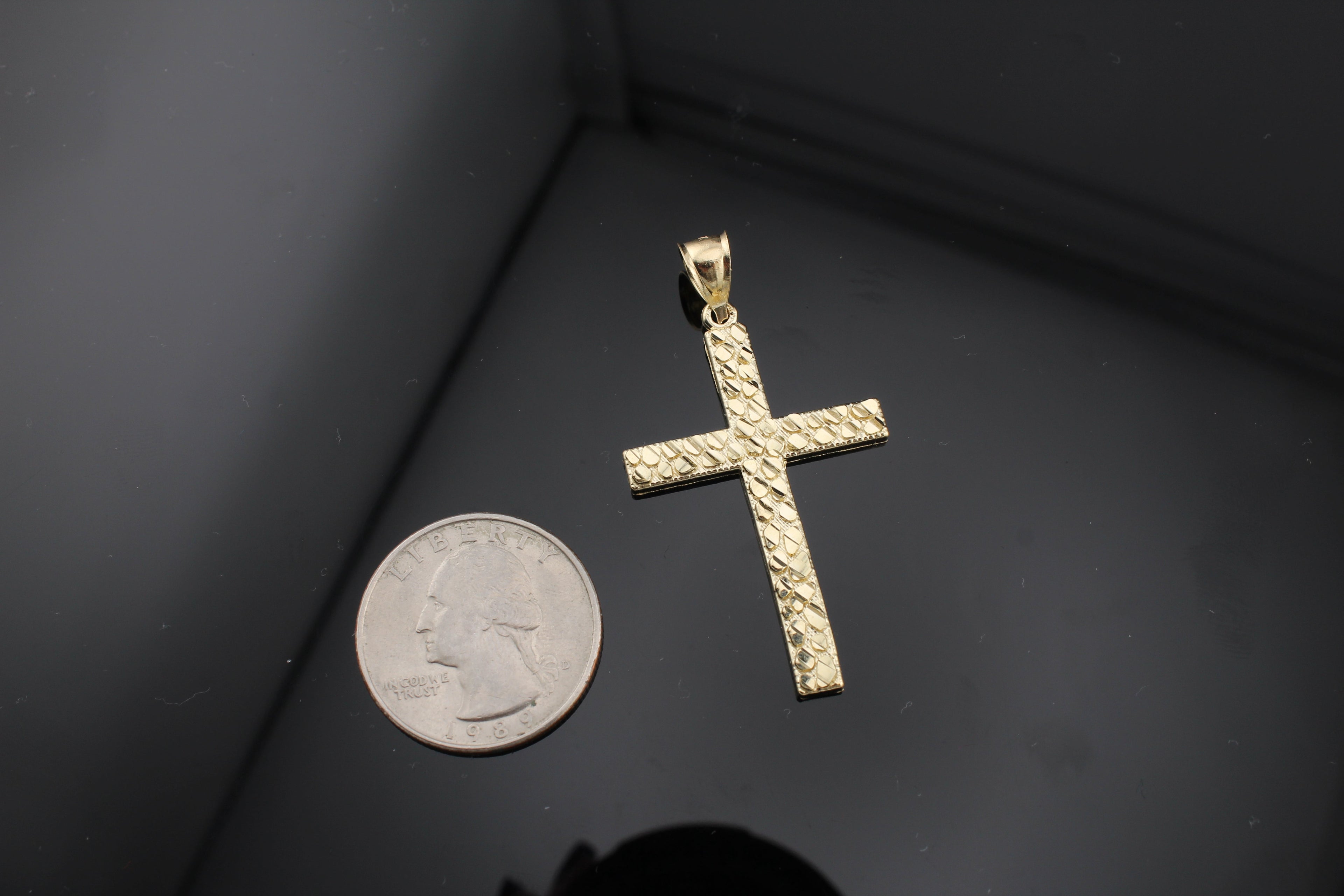 10k Nugget style cross pendant