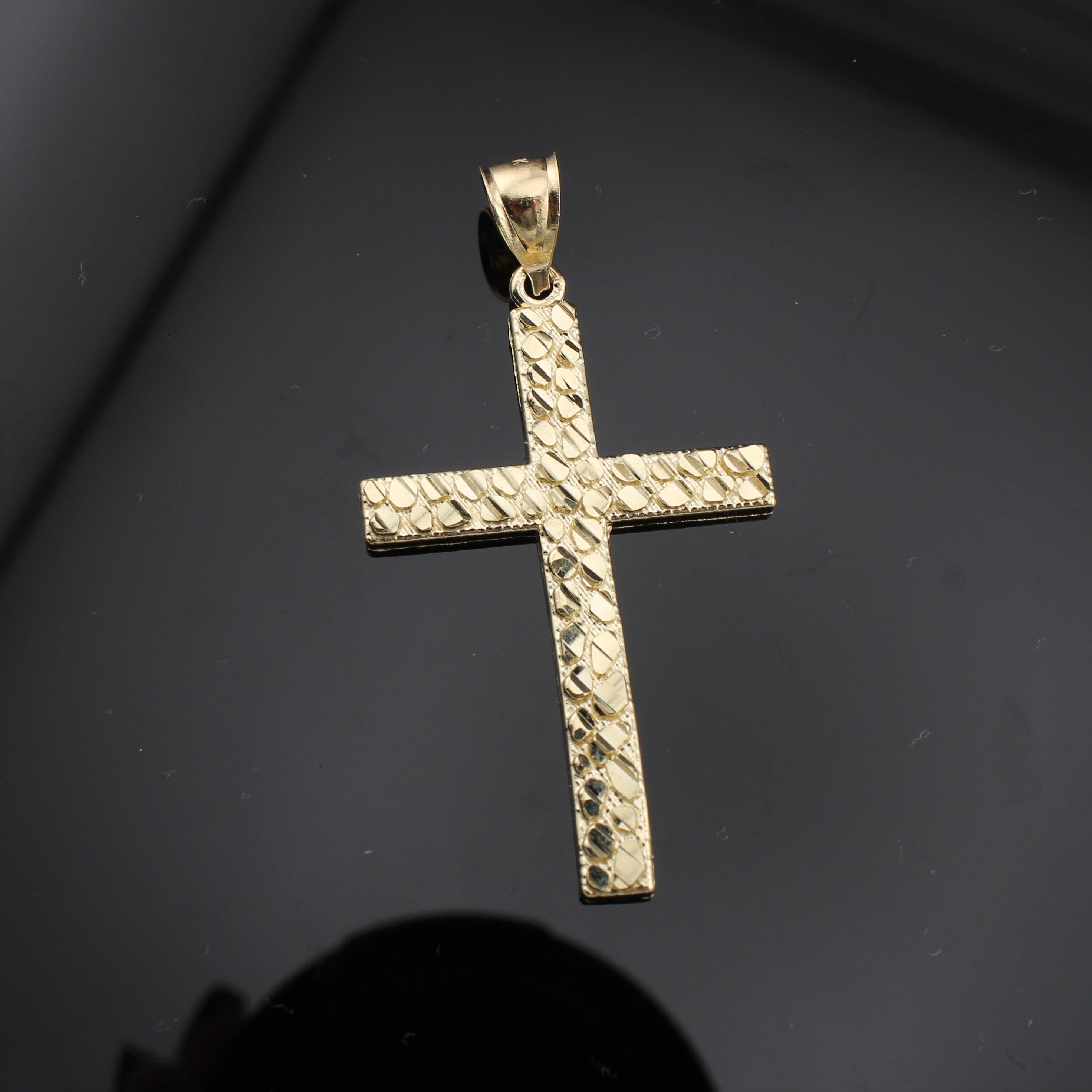 10k Nugget style cross pendant
