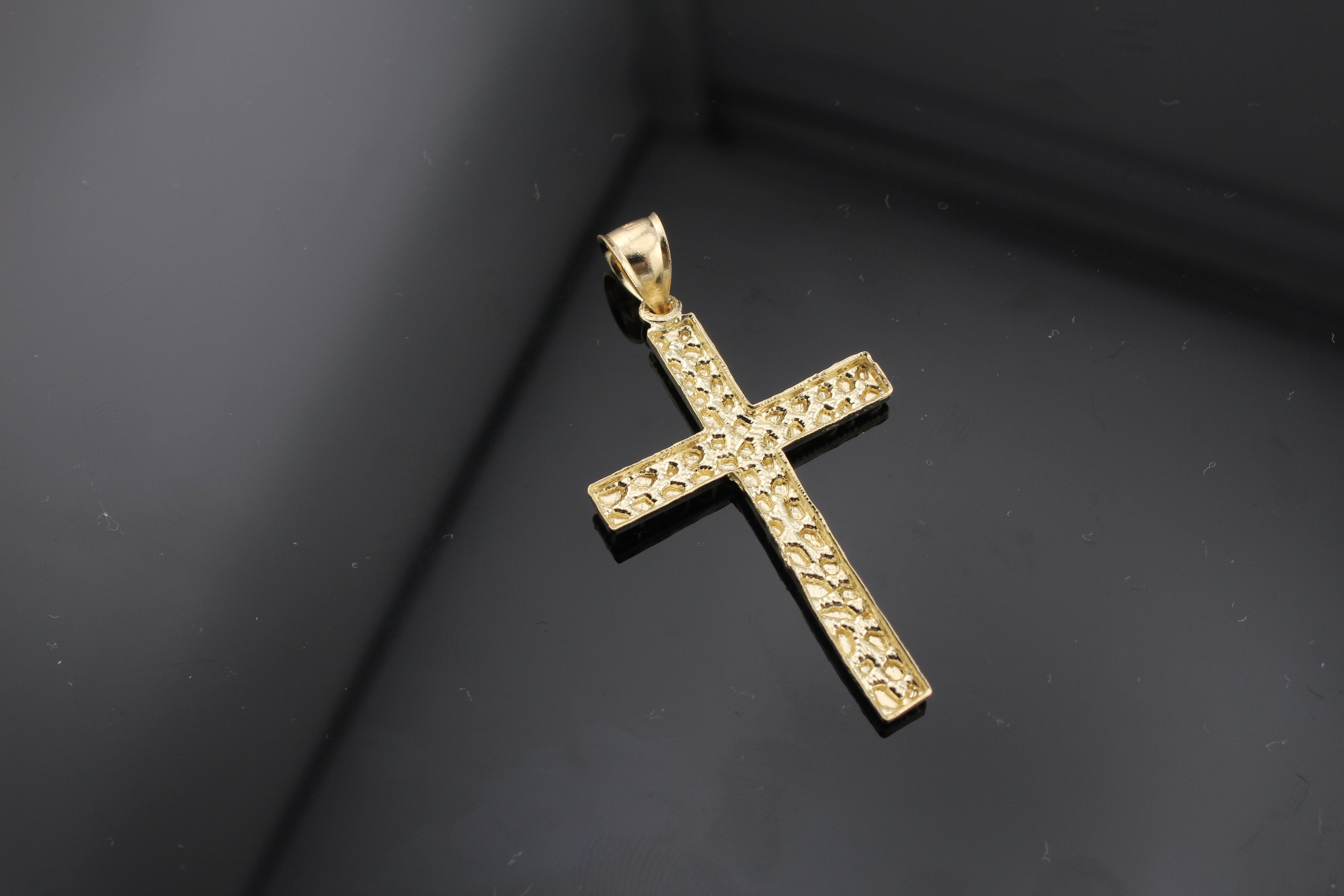 10k Nugget style cross pendant