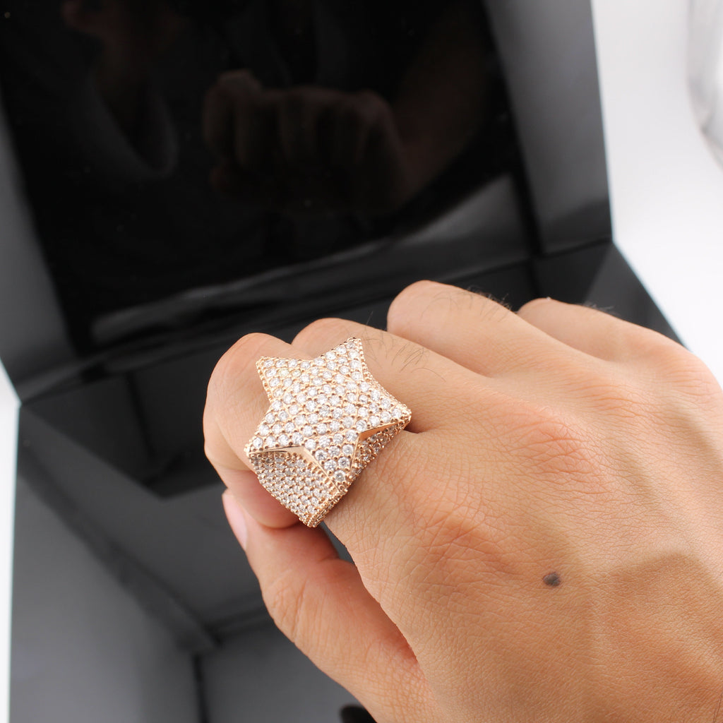 14K Rose Gold Diamond Star Ring