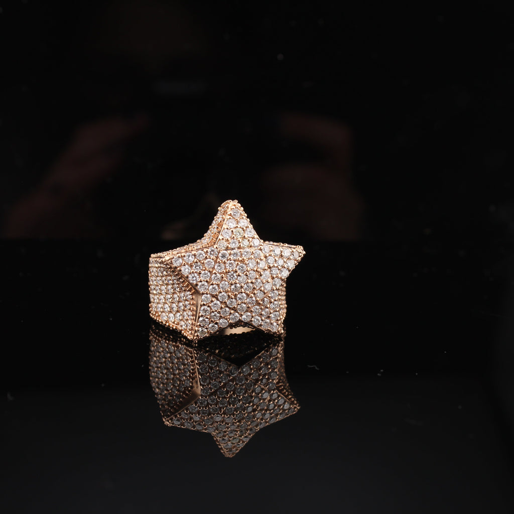 14K Rose Gold Diamond Star Ring