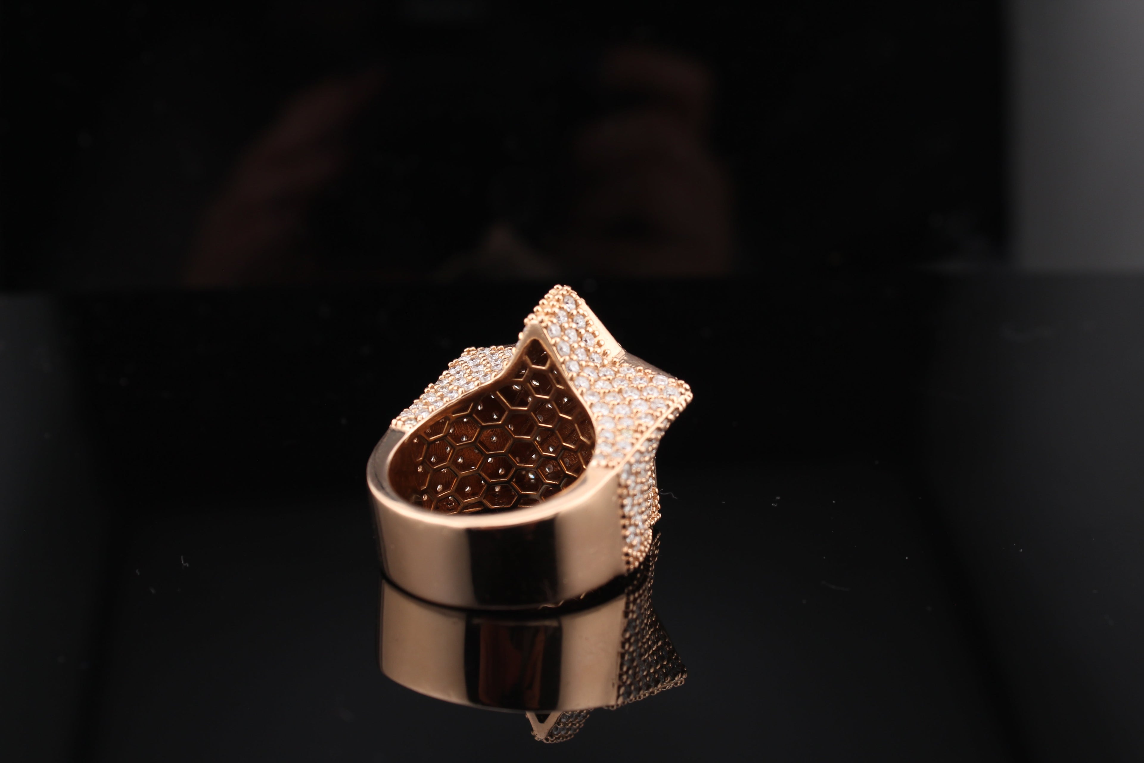 14K Rose Gold Diamond Star Ring