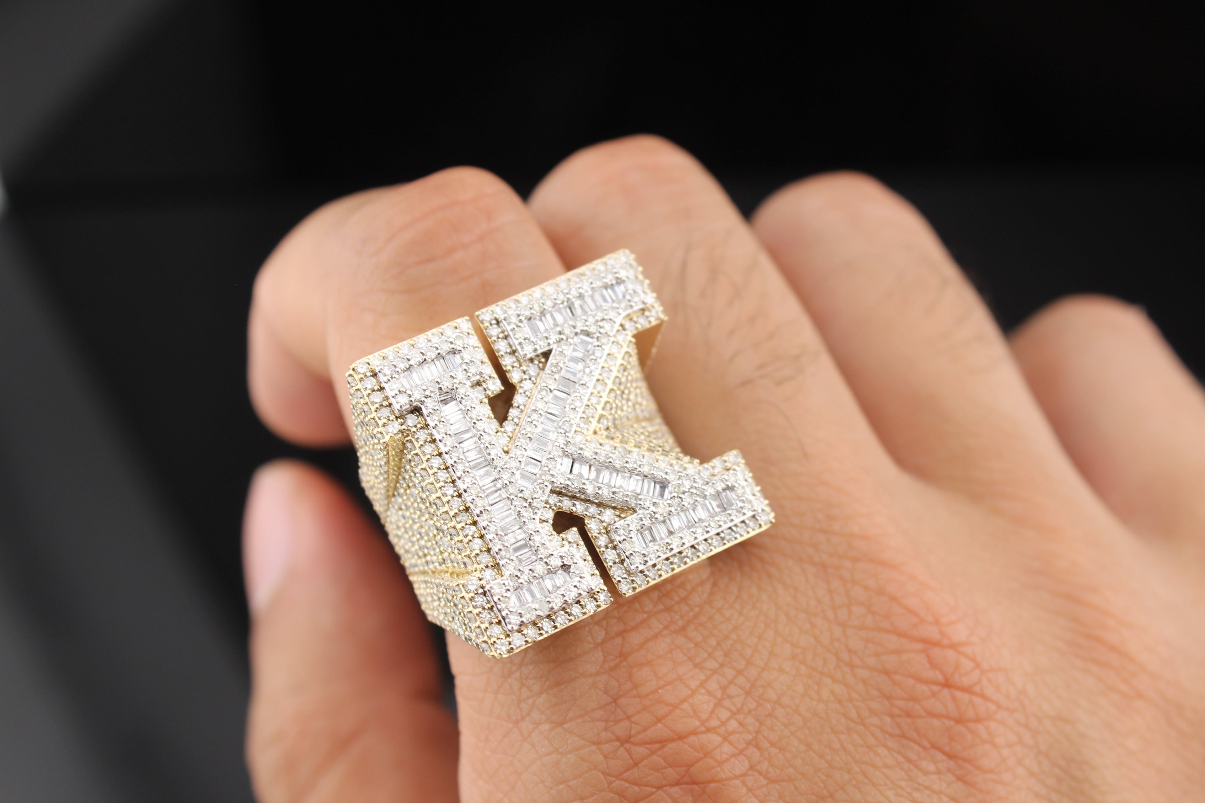 10K Big "K" Inital Diamond Ring