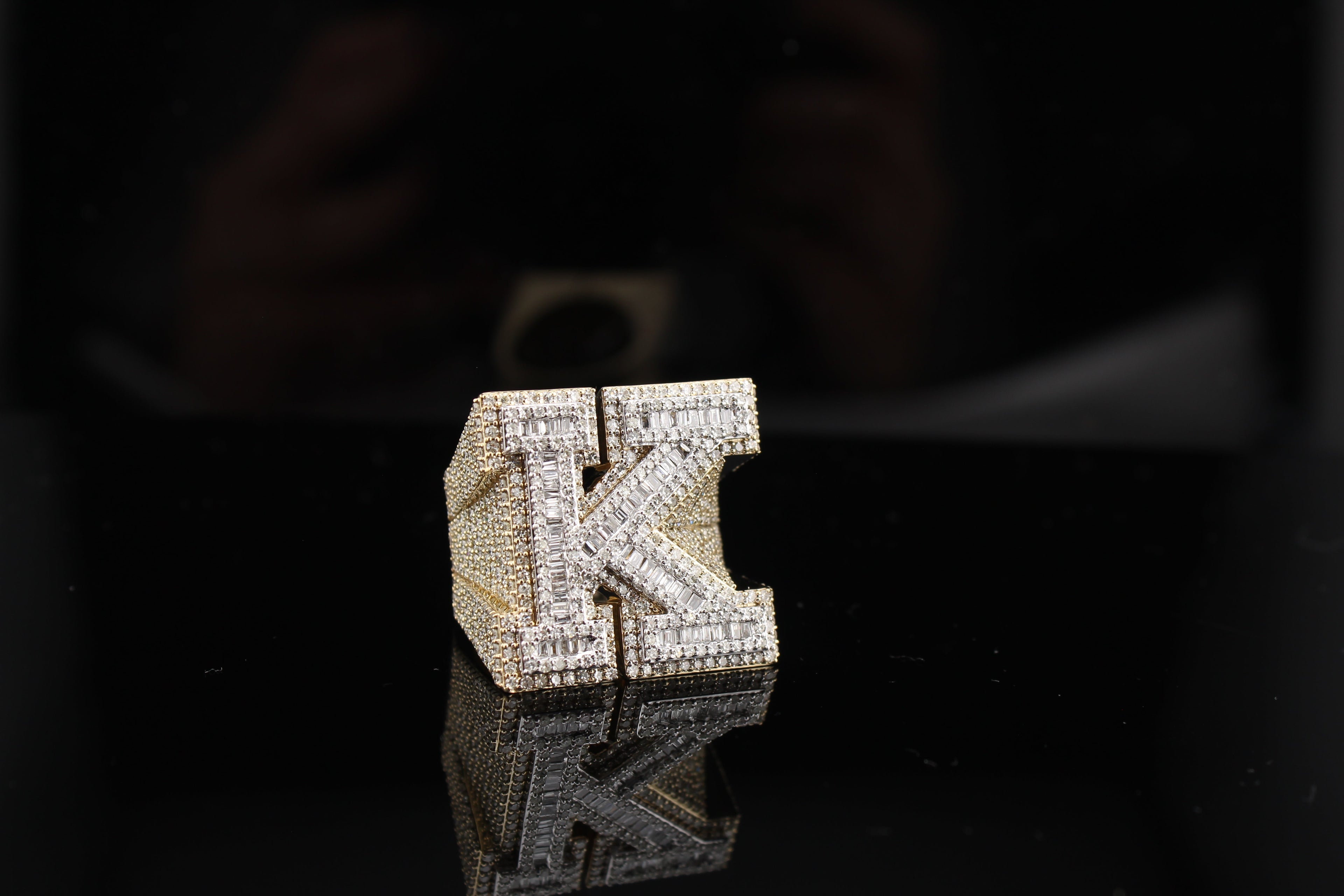 10K Big "K" Inital Diamond Ring