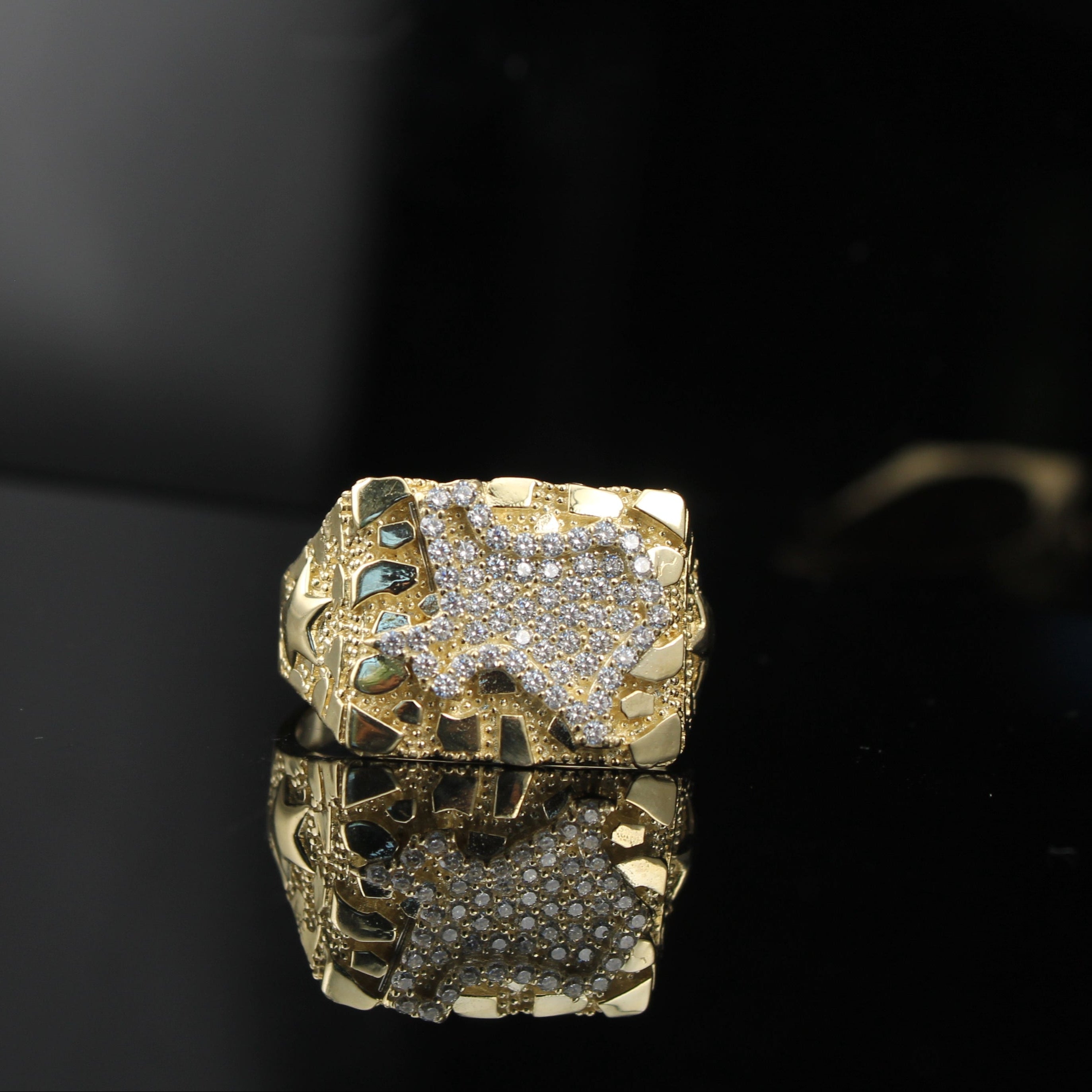 10K Texas Nugget CZ Ring