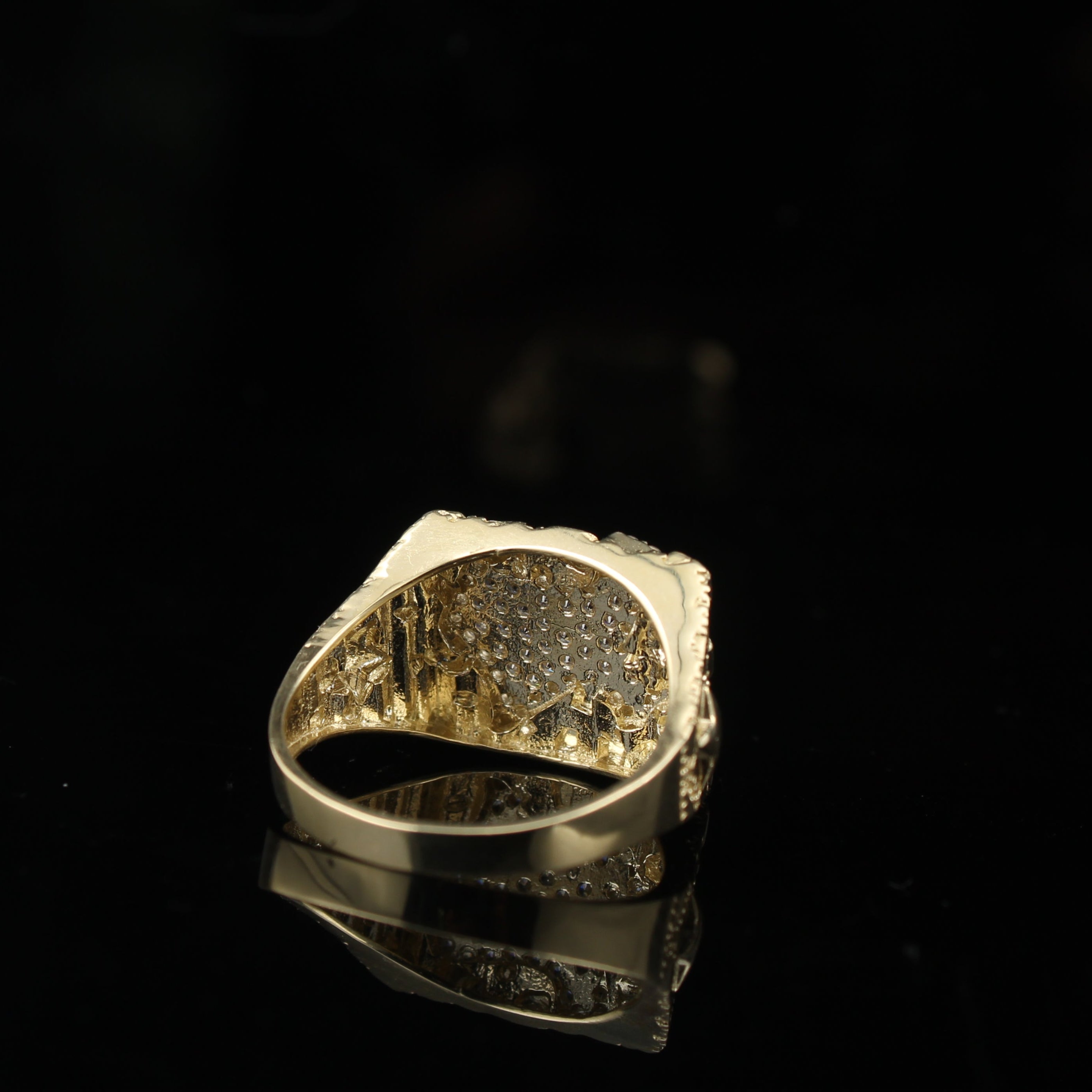 10K Texas Nugget CZ Ring