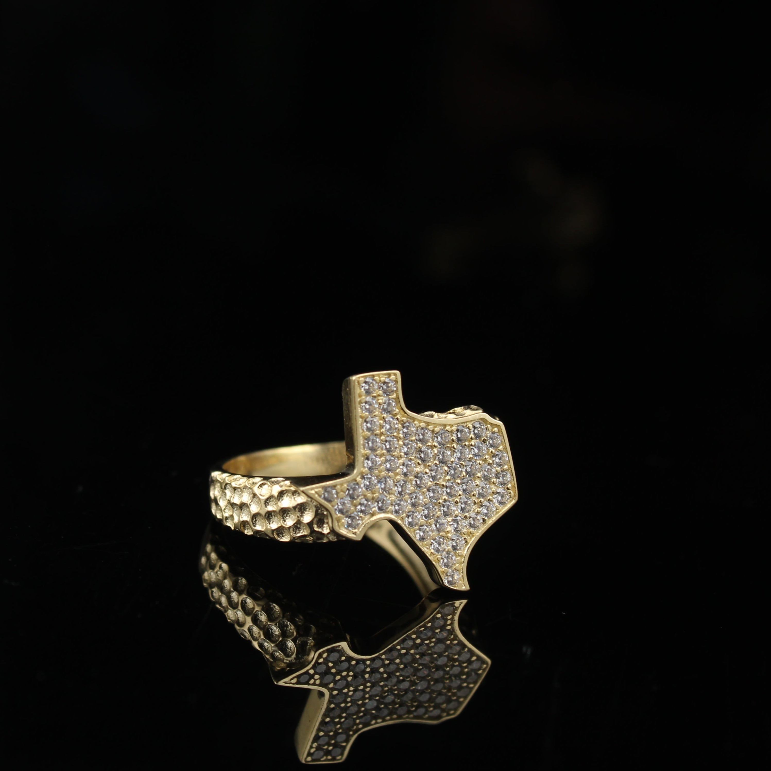 10K Texas Nugget Ring CZ