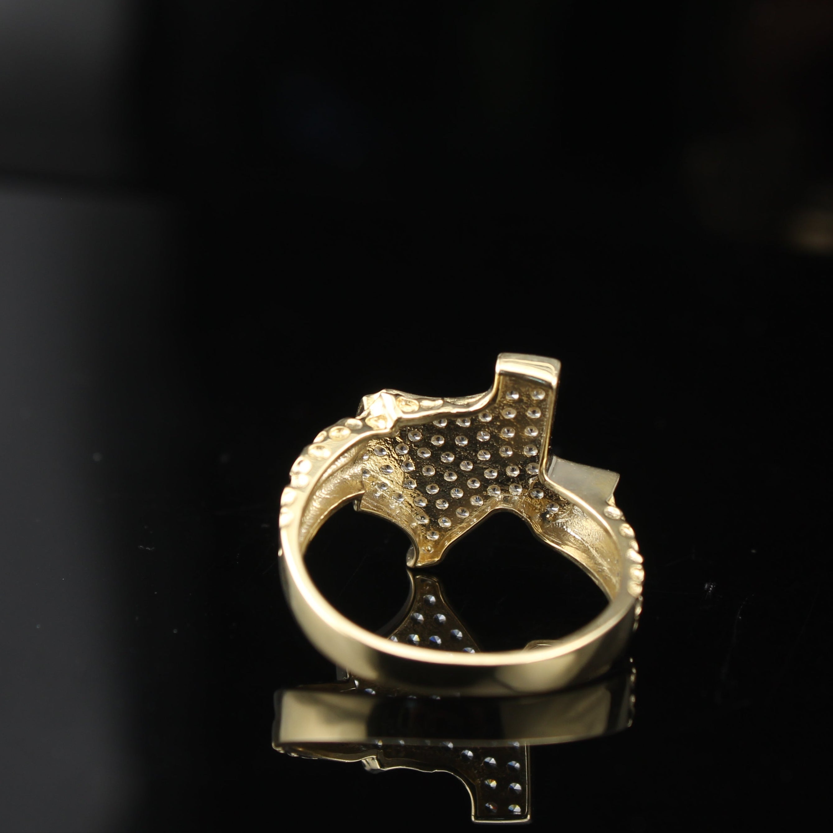 10K Texas Nugget Ring CZ