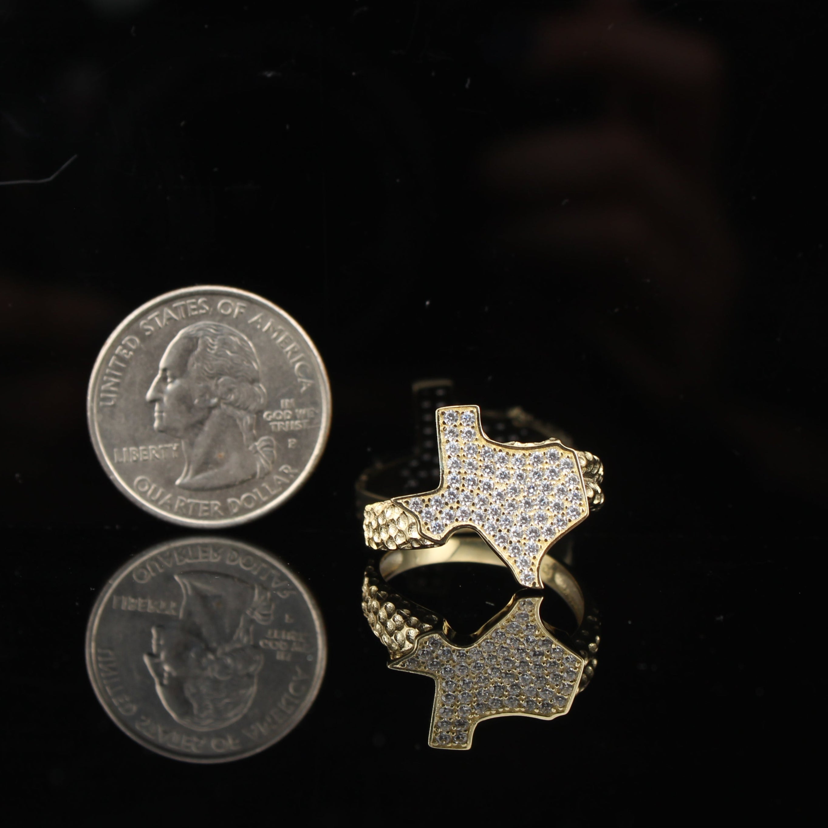 10K Texas Nugget Ring CZ