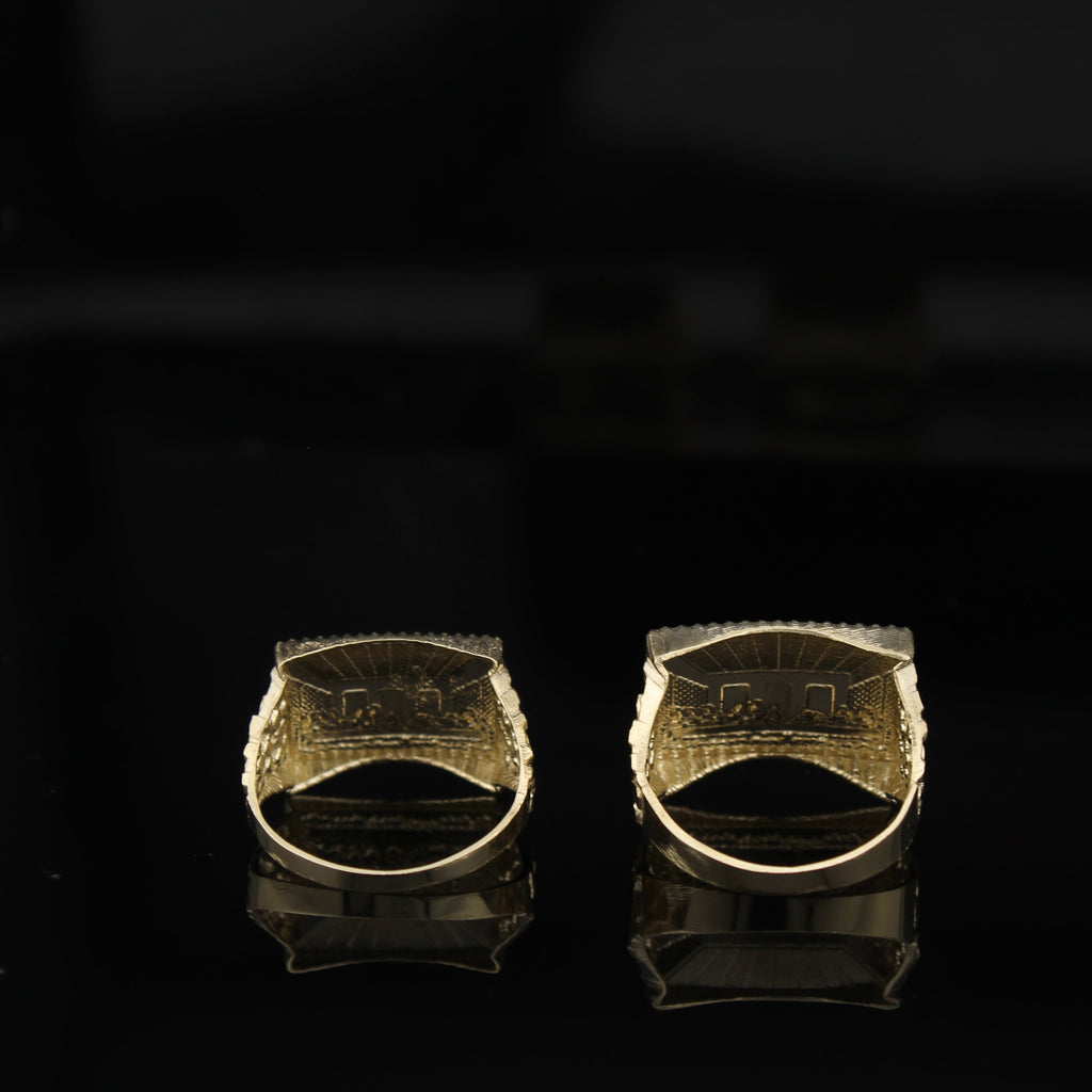 10K Gold Last Supper Mens Gold Rings