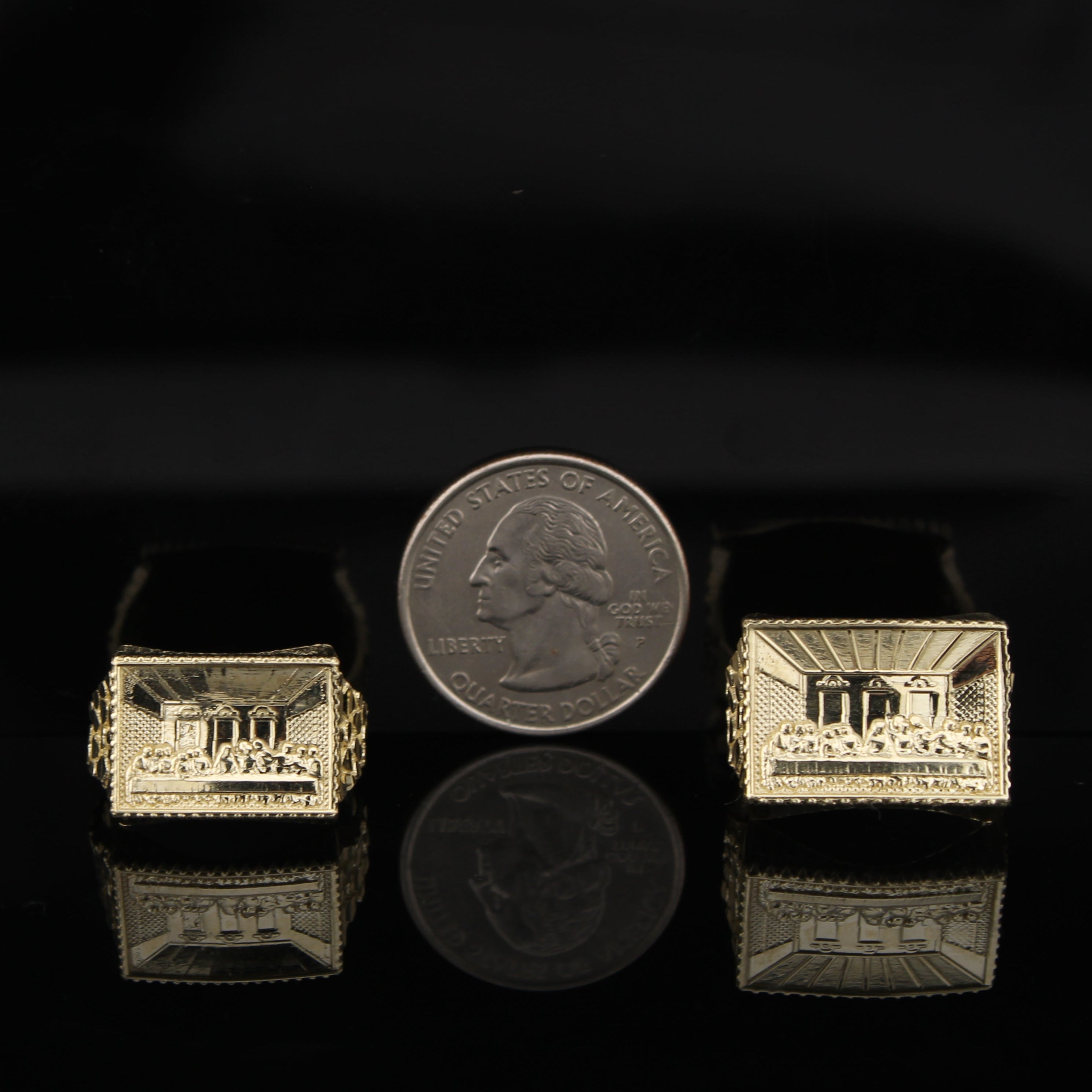10K Gold Last Supper Mens Gold Rings