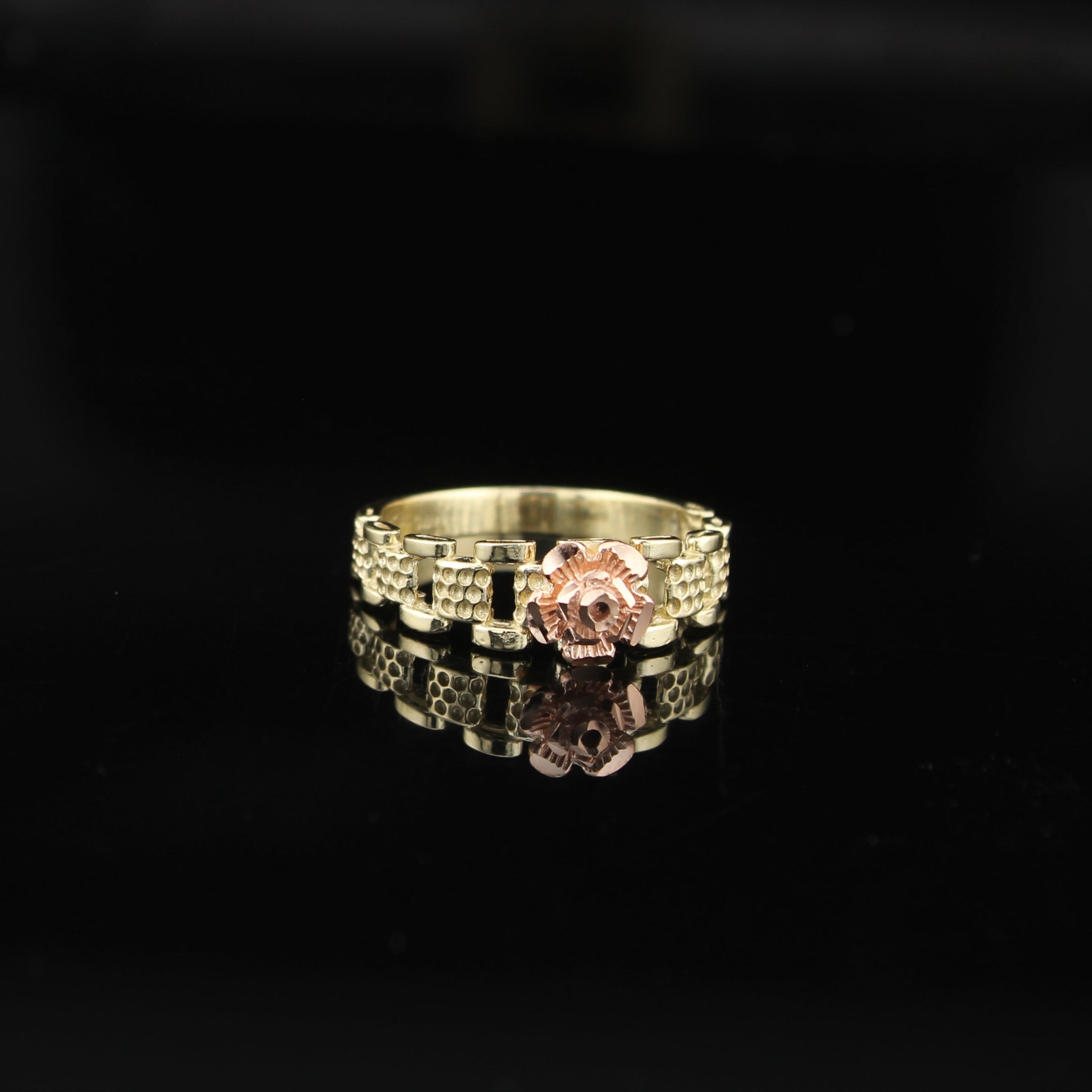 10K Gold Rose Flower Womens Ring