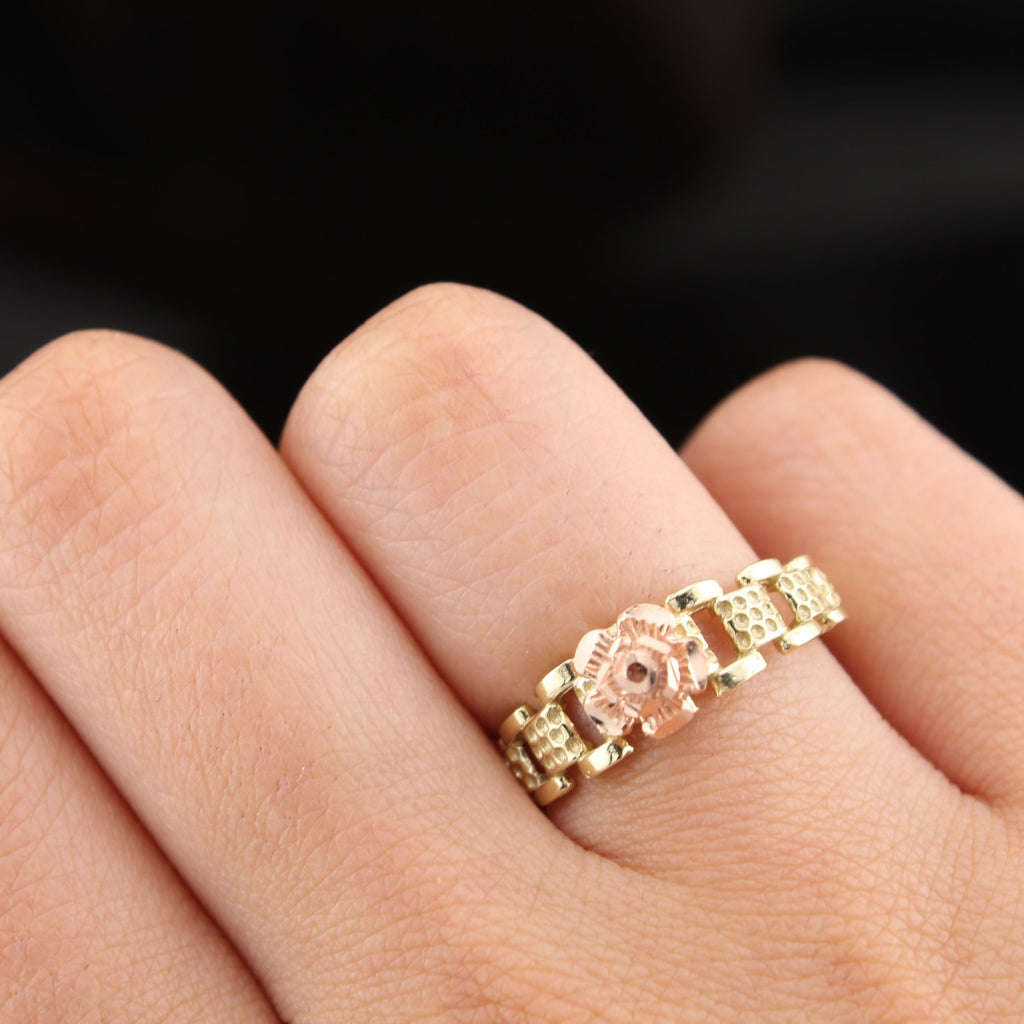 10K Gold Rose Flower Womens Ring
