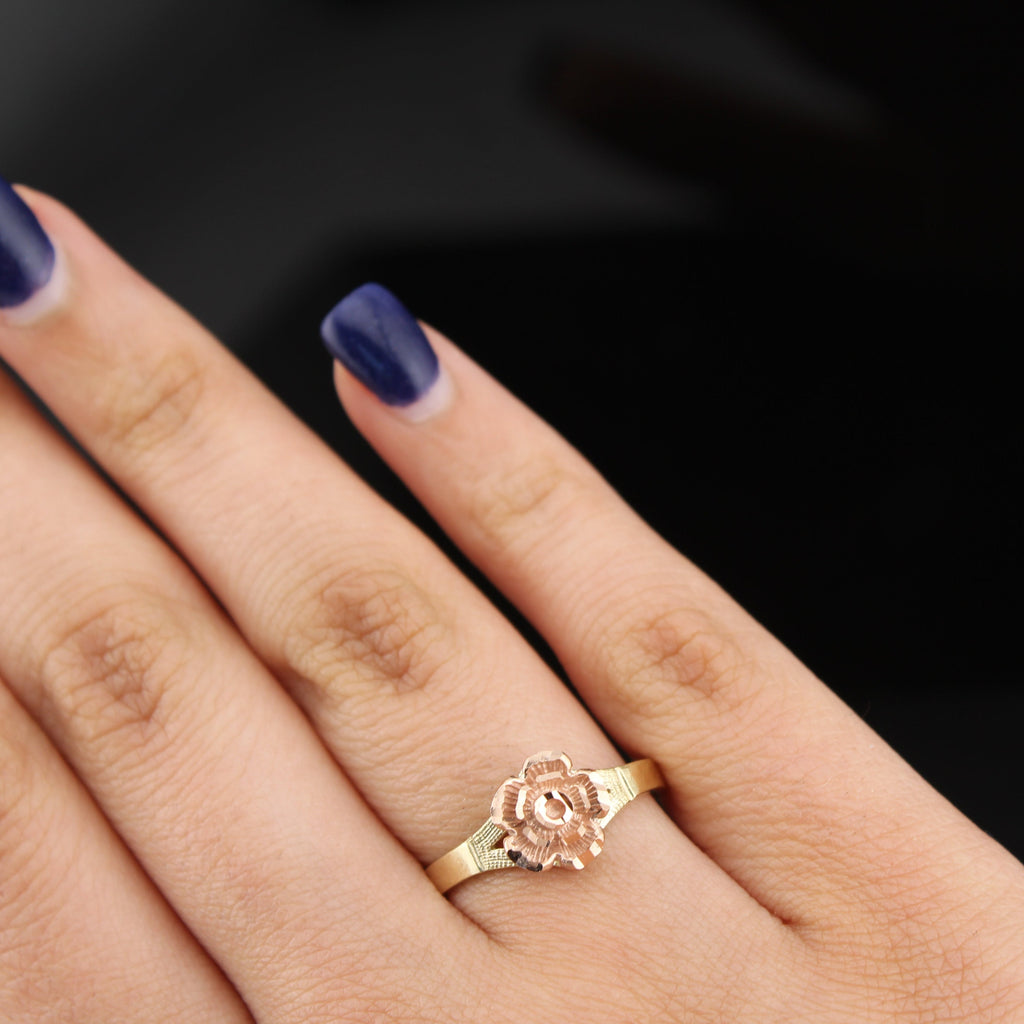 10K Gold Rose Flower Womens Ring