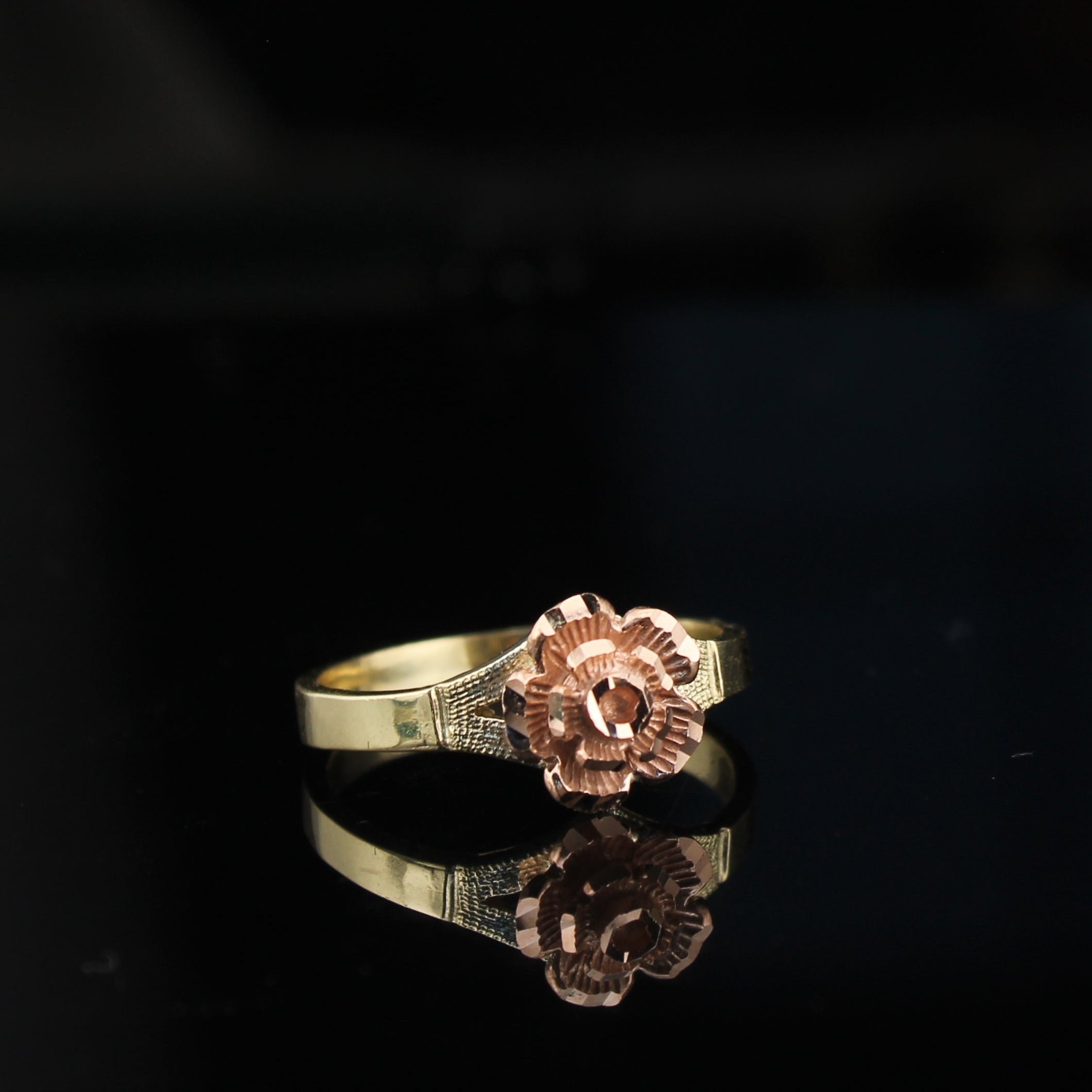 10K Gold Rose Flower Womens Ring