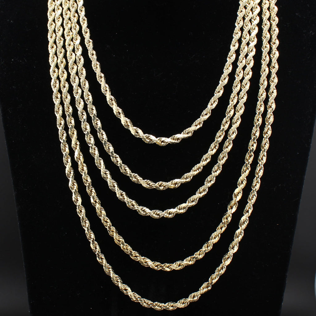 10K Rope Chains 5mm 16 in - 24in